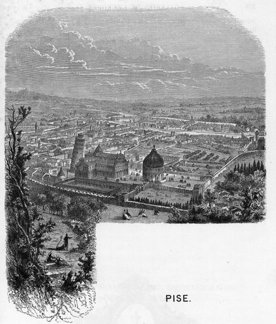 意大利比萨城（Pisa）的景色。1859年雕刻在阿尔门戈的《欧洲画廊-意大利》中。私人收藏。 作者 匿名匿名