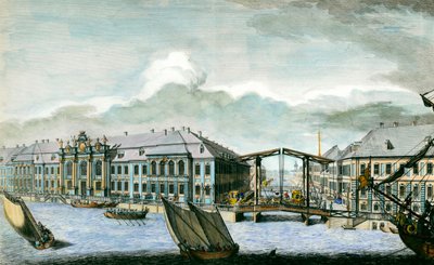 View of the former Winter Palace of the Moika and Neva Canal in Saint Petersburg 18th century engraving. Saint Petersburg, Hermitage Library 作者 匿名匿名
