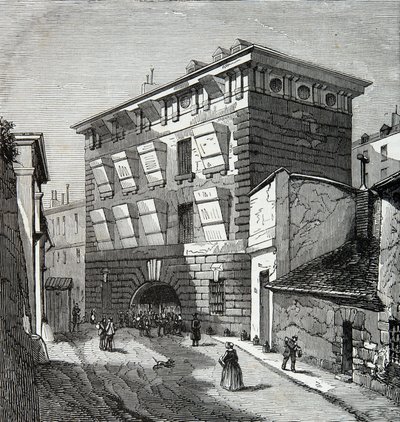 19世纪巴黎西西里王妃街的前监狱景观，版画，私人收藏 作者 匿名匿名
