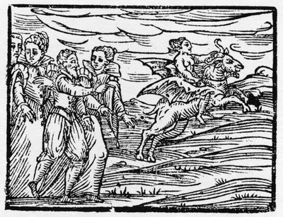 骑着山羊的女巫--"Compendium Maleficarum"，关于女巫、她们的邪恶和她们的财团，由Francesco Maria Guazzo或Guaccio或Guaccius (15?-16?) 1608年私人收藏 作者 匿名匿名