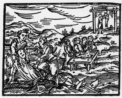 女巫在公墓中威慑死者--"Compendium Maleficarum"，关于女巫、她们的邪恶和她们的财团的交易，由Francesco Maria Guazzo或Guaccio或Guaccius(15?-16?)1608私人收藏 作者 匿名匿名