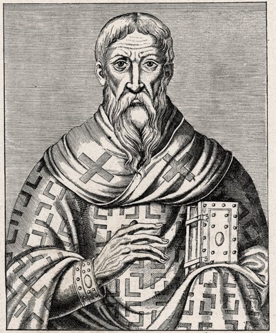 portrait of Dionysius the Areopagite - Portrait of Saint Denys the Areopagite (1st century), Greek eveque - Engraving after an illustration of the “Life of illustrious Men” by Thevet - In “” Les Missions Catholiques au XIXeme Siecle”” by Louis-Eugene (Loui 作者 匿名匿名