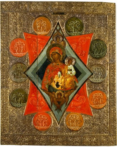 16世纪中期，燃烧的布什之神的母亲。 作者 匿名俄罗斯圣像画家