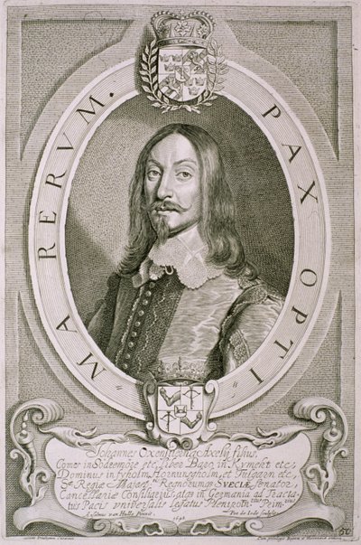 Johan Axelsson Oxenstierna（1611-57）Sodermore伯爵，来自杰出人物肖像，由Petrus de Iode雕刻，1706年出版 作者 安塞尔姆斯·范·赫勒
