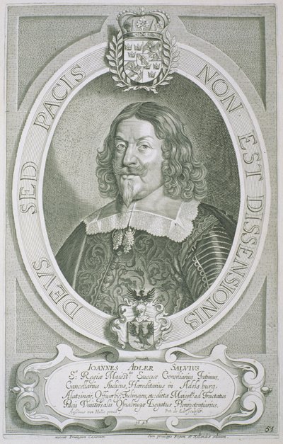 Johann Adler Salvius（1590-1652）来自&39;杰出人物肖像&39;，由Petrus de Iode雕刻，1706年出版 作者 安塞尔姆斯·范·赫勒