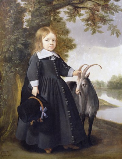 儿童和山羊，1655年 作者 安东尼奥·帕拉梅德斯（Anthonie Palamedesz）