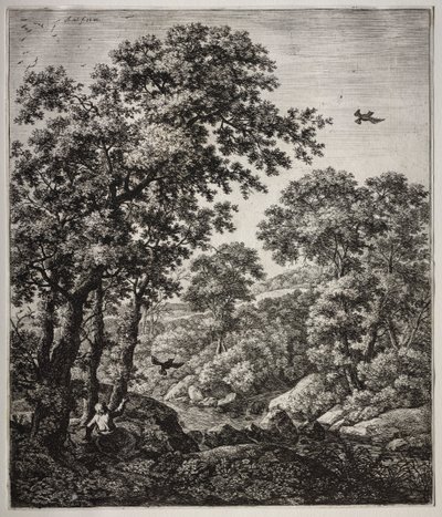 六幅大型直立式风景画，描绘了《旧约圣经》中的场景：乌鸦喂以利亚 作者 安东尼滑铁卢