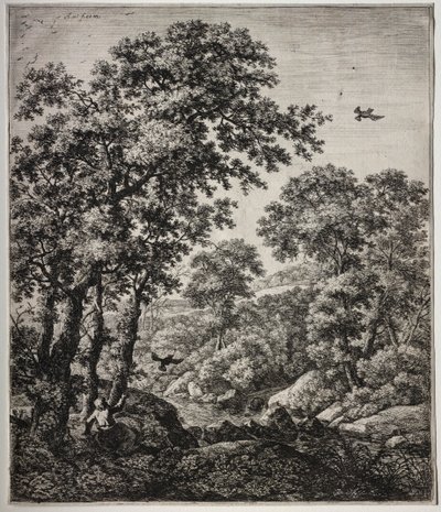 六幅大型直立式风景画，描绘了《旧约圣经》中的场景：乌鸦喂养以利亚 作者 安东尼滑铁卢