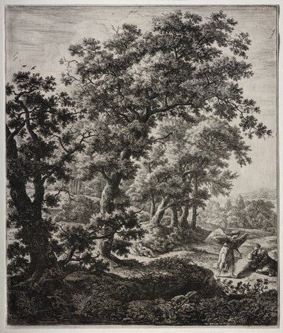 六幅大型直立式风景画，描绘了《旧约》中的场景：天使安慰夏甲 作者 安东尼滑铁卢
