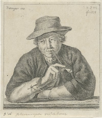 吸烟男子
Schevingsche vischboer（物品上的标题） 作者 安东尼·威廉·亨德里克·诺尔泰尼乌斯·德曼