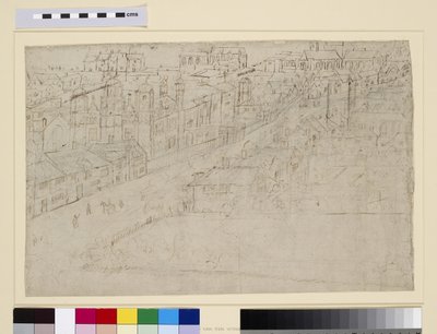 Borough High Street与St. Mary Overy，来自&39;The London of London&39;，c.1544（钢笔墨水和铅笔在纸上） 作者 安东尼·范·登·温加德