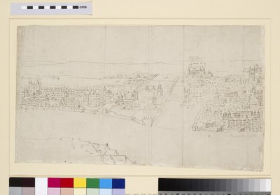 达勒姆之家到巴纳德城堡，来自“伦敦全景”，1544年（钢笔墨水和粉笔在纸上） 作者 安东尼·范·登·温加德