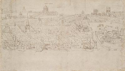 从南华克看到的伦敦全景：比林斯门到塔楼码头，1554年 作者 安东尼·范·登·温加德