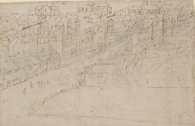 从南华克看到的伦敦全景：博罗高街与圣玛丽-奥弗里，1554年 作者 安东尼·范·登·温加德