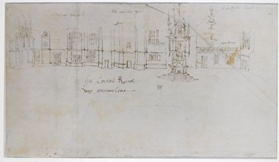 喷泉苑，汉普顿宫，1544年（钢笔墨水和铅笔在纸上） 作者 安东尼·范·登·温加德