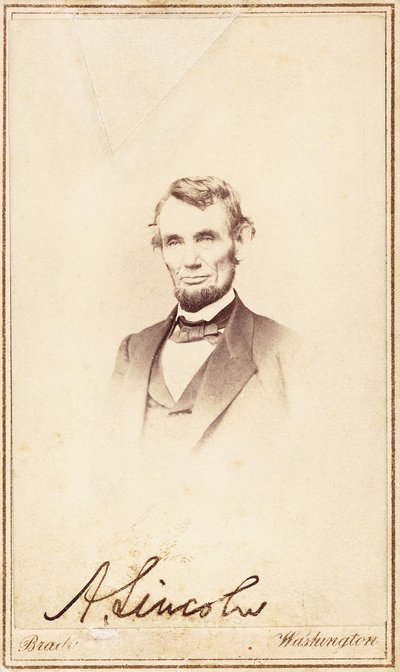 亚伯拉罕·林肯（Abraham Lincoln），签署了名片，1864年 作者 安东尼·伯格