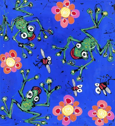 青蛙壁纸，2008（画布上的珐琅丙烯酸拉链） 作者 安东尼·布雷斯林