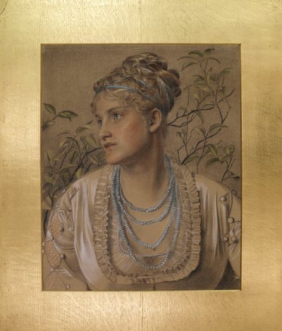 玛丽·桑迪斯（Mary Sandys）（1845-1920），c.1871-73（浅黄色纸上的彩色粉笔） 作者 安东尼·弗雷德里克·奥古斯都·桑迪斯