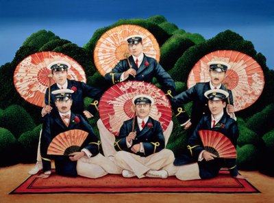带雨伞的水手，1995年（丙烯酸船上） 作者 安东尼·索斯科姆