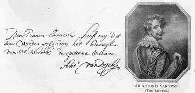 Van Dyck的笔迹和签名，1636年8月14日 作者 安东尼·范·戴克