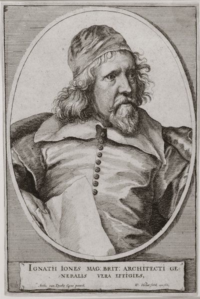 Inigo Jones的肖像（1573-1652）由Wenceslaus Hollar（1607-77）1655年雕刻 作者 安东尼·范·戴克