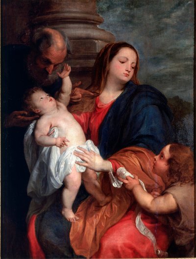 Antonie Van Dyck (1599-1641) 约 1621-1625 年的神圣家庭画作 太阳。 123x94 厘米基因，收藏 Banca Carige 作者 安东尼·范·戴克