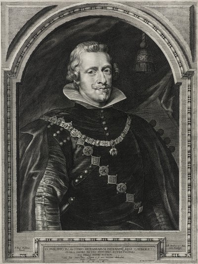 菲利普四世，西班牙国王，由Paulus Pontius（1603-58）雕刻，1632年（在纸上雕刻） 作者 戴克之后的安东尼·范