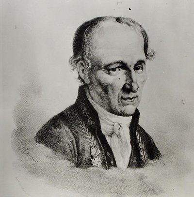 Rene Just Hauy (1743-1822)的肖像（石印）（黑白照片）。 作者 安东尼·莫林（后）