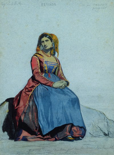 普罗奇达的女人，坐着 作者 Antoine Auguste Ernest Herbert or Hebert