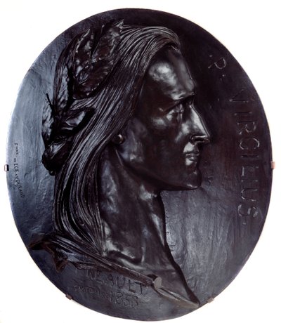 维吉尔（Publius Vergilius Maro 或 Virgilio）的代表 拉丁诗人（公元前 70-19 年） Auguste Preault（1809-1879 年）巨大的椭圆形青铜奖章 1853 年巴黎，奥赛博物馆 作者 Antoine Augustin Preault