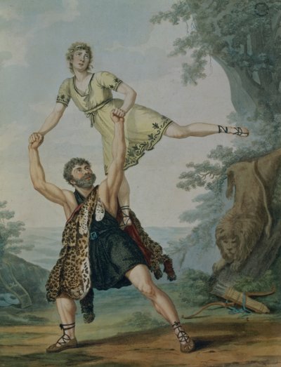 Andre Jean-Jacques Deshayes和James Harvey d&39;Egville在Ballet-Pantomime&39;Hercules and Deianeira&39;，酒吧。 1804 作者 安托万·卡登
