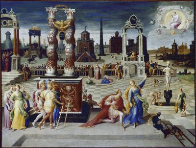 奥古斯特皇帝和提伯廷女巫（布面油画，约 1575-1580 年） 作者 Antoine Caron