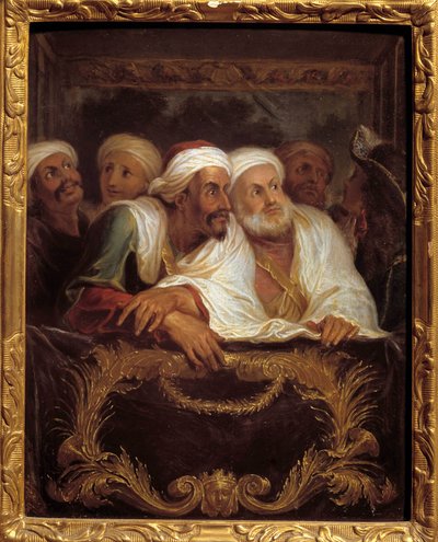 摩洛哥大使 Mohamed Temin 于 1682 年 2 月在巴黎的一家意大利喜剧小屋参加一场演出，Antoine Coypel（1661-1722）的绘画作品，17 世纪 0,28x0,22 米 作者 安托万·科佩尔