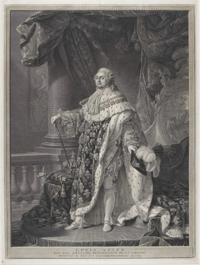 Le Sacre - 国王路易十六在加冕礼上的肖像，由 Charles-Clément Bervic (1756-1822) 雕刻 作者 安托万·弗朗索瓦（Antoine Francois）（后）Callet