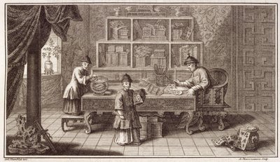 一个中国书法商店，来自荷兰驻华使馆的一个帐户，由A. Maisonneuve雕刻，c.1670s 作者 Antoine Humblot