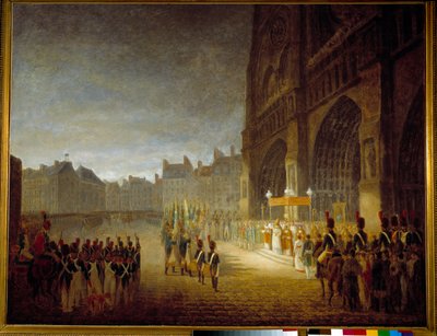 1804 年在巴黎圣母院大教堂广场上的旗帜祝福这幅画归功于 Antoine Jean Gros（1771-1835）19 世纪的太阳。 1,1x1,46 m 巴黎，Musee Carnavalet 作者 安托万·简（饰演）格罗斯