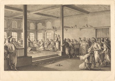 在哈桑-楚什-奥格卢家举行的舒瓦瑟尔-古菲耶招待会 作者 Antoine Jean Duclos after Jean Michel Moreau