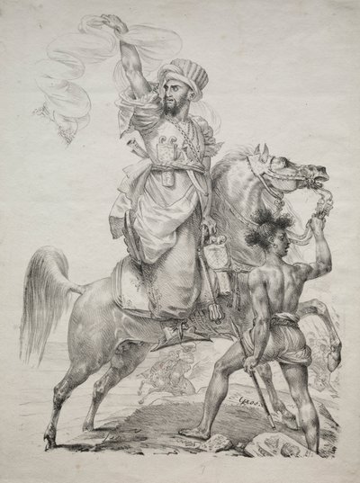 马梅卢克酋长在马背上求救信号，1817年。 作者 安东尼·让·格罗斯