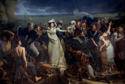 法国的玛丽·特蕾莎登船，昂古莱姆公爵夫人在波亚克称为皇家夫人（1778-1851 年），2/04/1815 为英格兰画作 Antoine Jean Gros（1771-1835 年）。 1818年太阳。 3,26x2,04 m 波尔多，美术博物馆 作者 安东尼·让·格罗斯