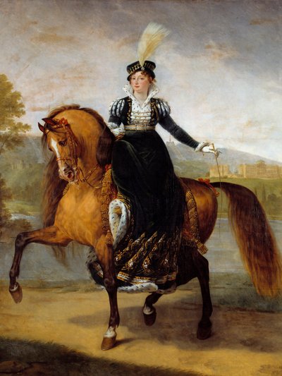 符腾堡的凯瑟琳 (Catherine of Württemberg) 的马术肖像，他是威斯特伐利亚女王 (1783-1835) 的妻子杰罗姆·波拿巴 (Jerome Bonaparte)。 Antoine Jean Gros (1771-1835) 的绘画 作者 安东尼·让·格罗斯