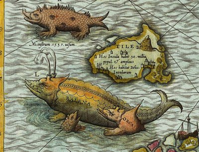 奥劳斯·马格努斯（Olaus Magnus，1490-1557 年）绘制的海洋地图（Carta marina）细节 作者 安托万·拉弗里里