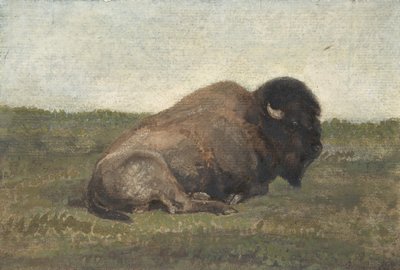 躺着的野牛，1810-75。 作者 安托万·路易斯·巴里