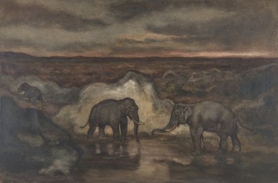 水池边的大象，1810-1975。 作者 安托万·路易斯·巴里