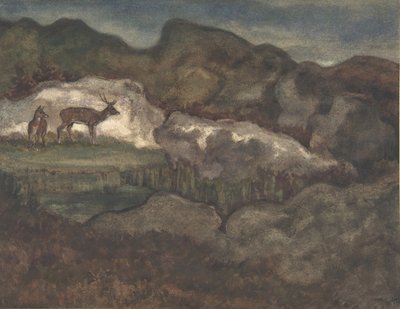 冰川中的Izards 比利牛斯山脉的查莫斯，1810-75。 作者 安托万·路易斯·巴里