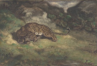 Leopard and Serpent，1810-75（wc on lay paper） 作者 安托万·路易斯·巴里