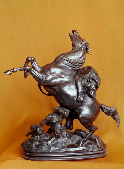 狮子攻马 安托万-路易-巴耶（1795-1875）的青铜雕塑 19世纪。巴黎，卢浮宫博物馆 作者 安托万·路易斯·巴里