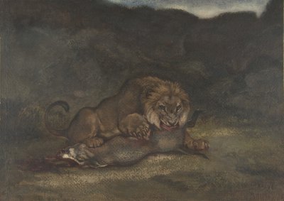 狮子吞噬猎物，1810-75。 作者 安托万·路易斯·巴里