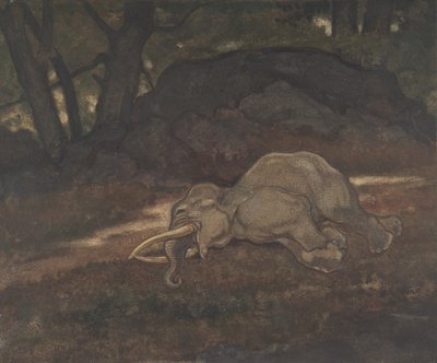 沉睡的大象，1810-75。 作者 安托万·路易斯·巴里