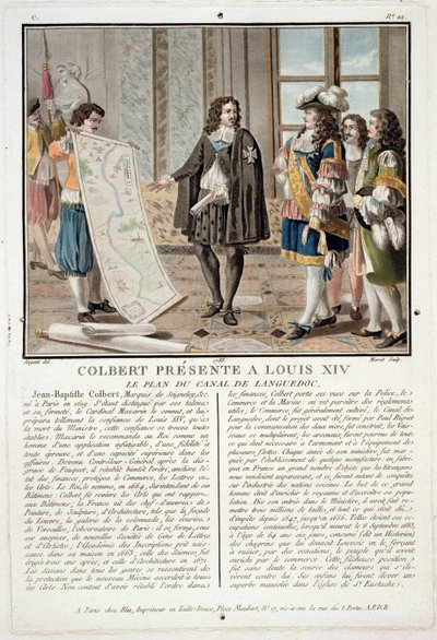 让·巴蒂斯特·科尔伯特（Jean Baptiste Colbert，1619-83）向路易十四展示了朗格多克运河地图，由Jean Baptiste Morret（1790-1820）拍摄，1788年 作者 安托万·路易斯·弗朗索瓦·瑟金特·玛索