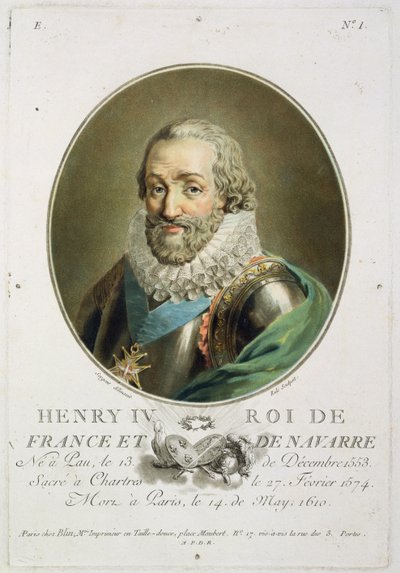 亨利四世，法国国王和纳瓦拉（1553-1610）的肖像由Ride刻 作者 Antoine Louis Francois Sergent Marceau